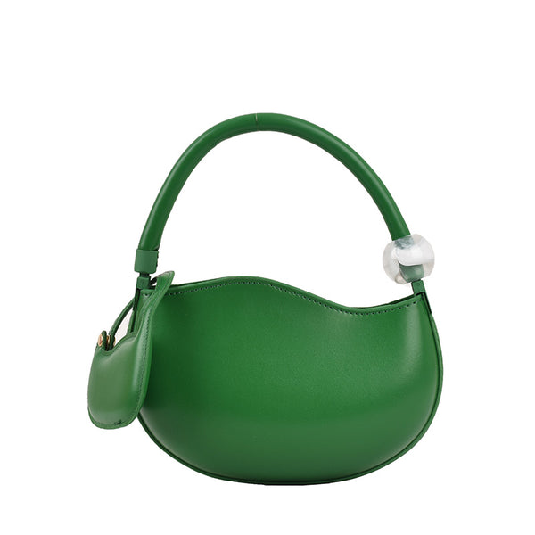 Pea Shape Top Handle Bag - Dark Green