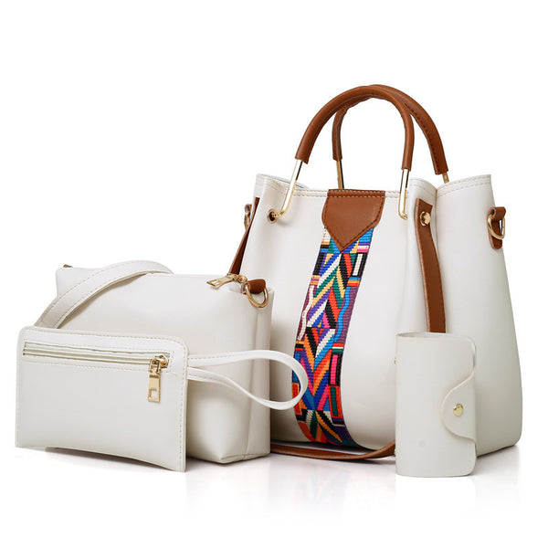 3 Pieces Set Handbag Aztec Bags - White