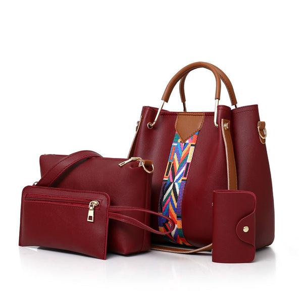 3 Pieces Set Handbag Aztec Bags - Red