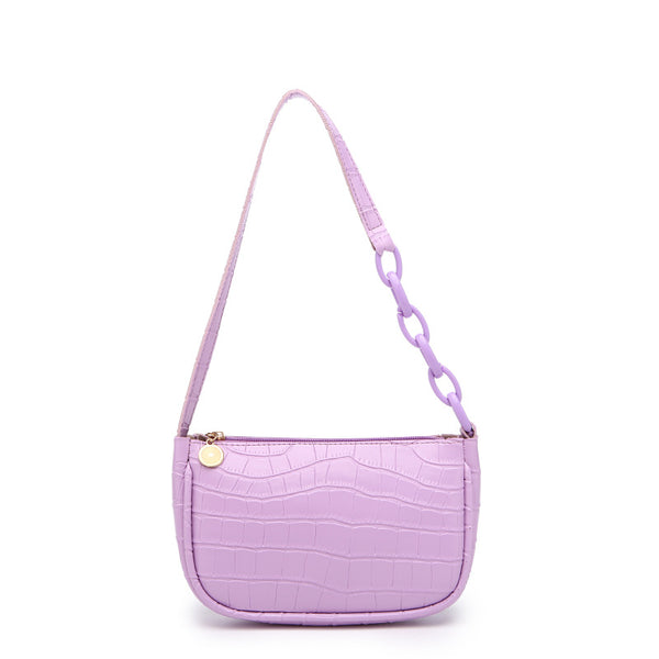 Embossed crocodile shoulder bag - Purple