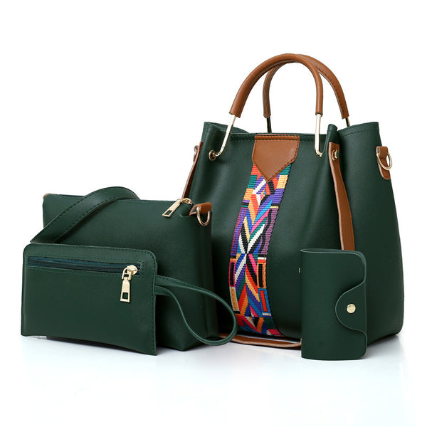3 Pieces Set Handbag Aztec Bags - Green