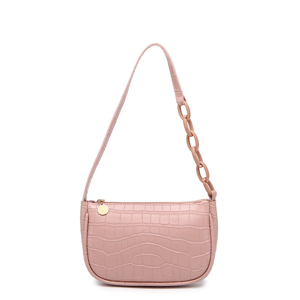 Embossed crocodile shoulder bag - Pink
