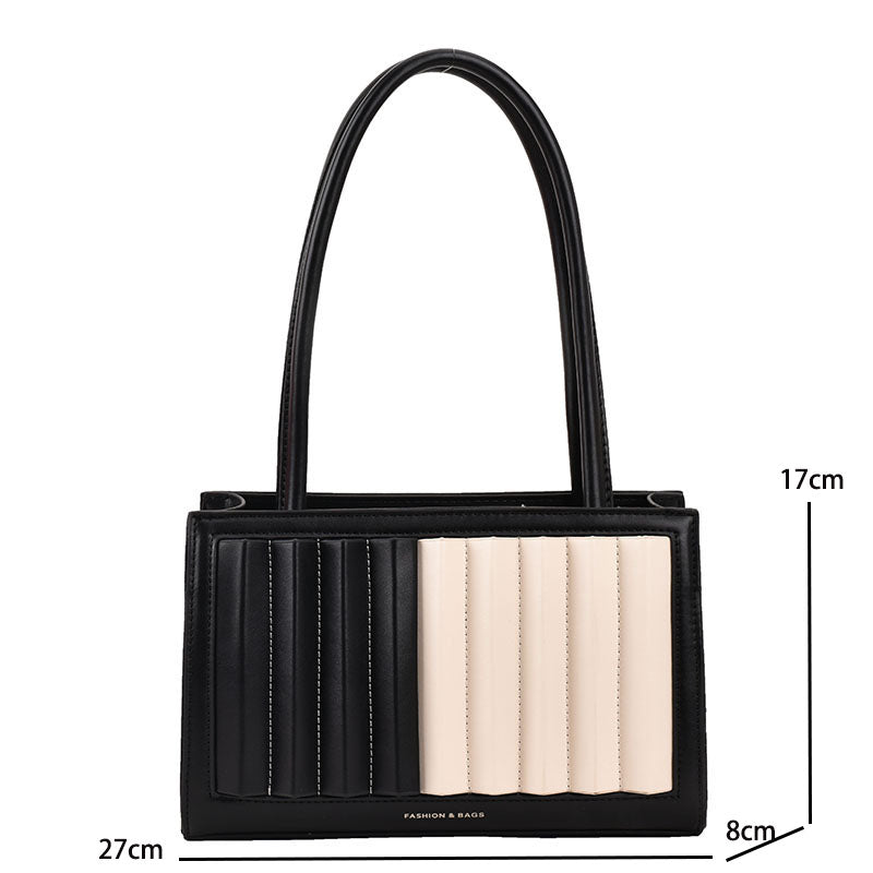 Colour Block Shoulder Bag - Cream & Black
