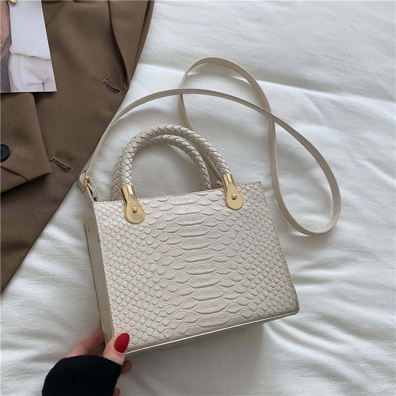 Crocodile Embossed Bag - Cream