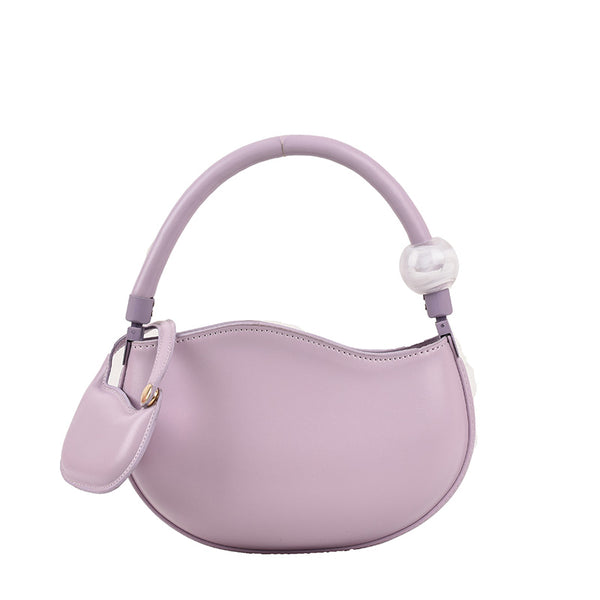 Pea Shape Top Handle Bag - Purple